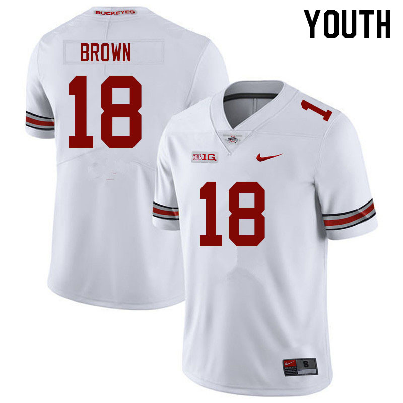 Ohio State Buckeyes Jyaire Brown Youth #18 White Authentic Stitched College Football Jersey